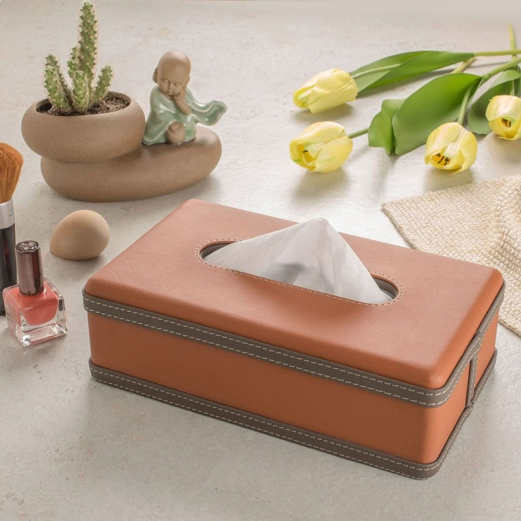 Aurora Elegant Handmade Faux Leather Tissue Holder Case — 23 × 12 × 9