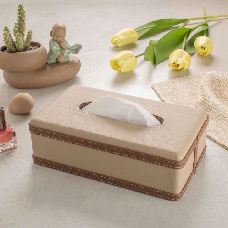 Aurora Elegant Handmade Faux Leather Tissue Holder Case — 23 × 12 × 9