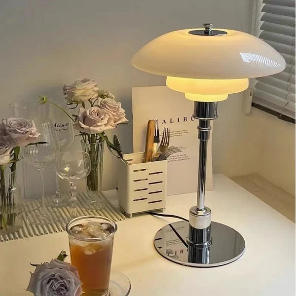 Layered Metal Table Lamp — Warm White LED, Cable Switch