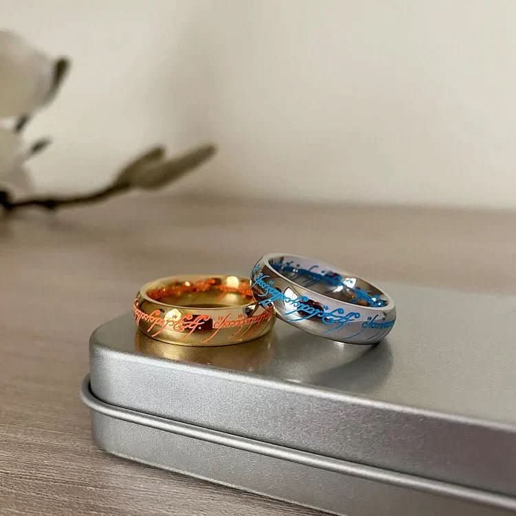 Lumen Radiant Rune Ring — Engraved Mantra & Glowing Rune Detail
