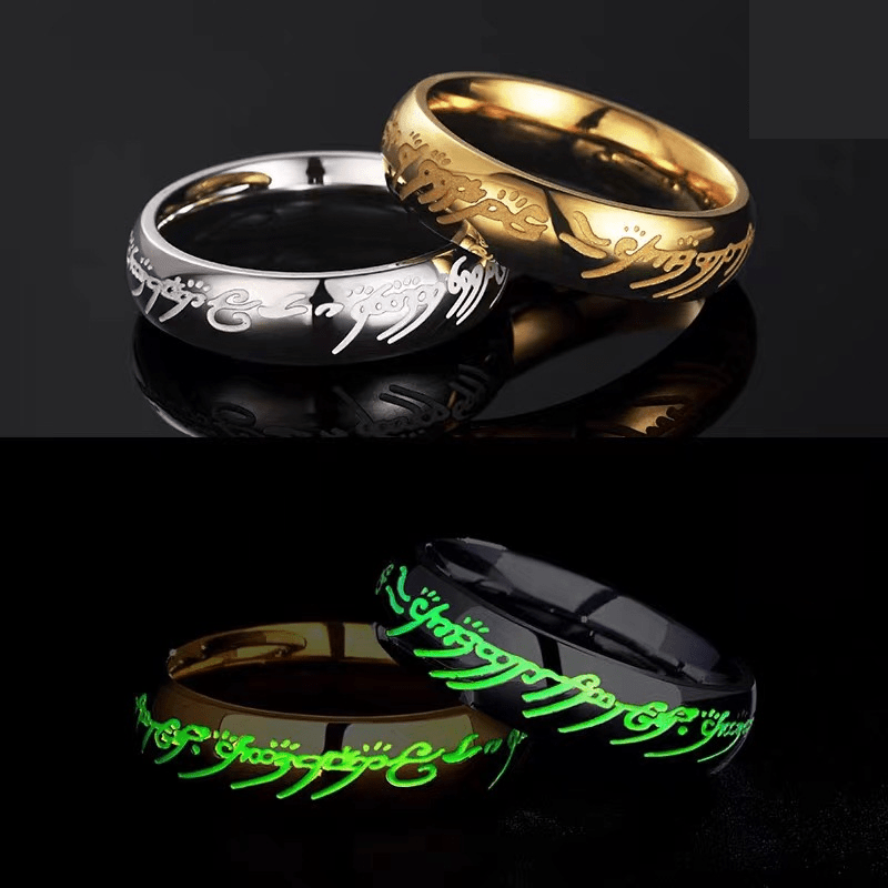 Lumen Radiant Rune Ring — Engraved Mantra & Glowing Rune Detail