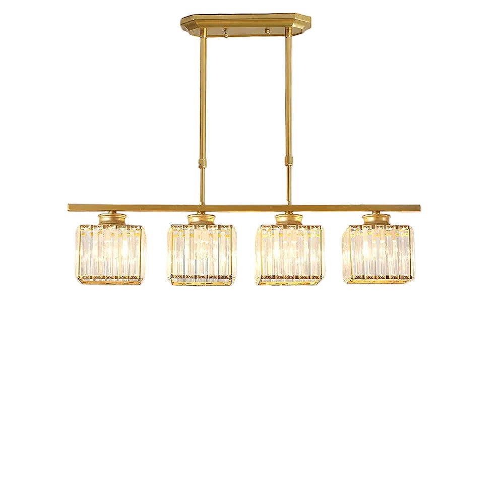 Modern Linear Pendant Light — Glass Rod Shade Array, Slim Iron Frame, Rectangular Ceiling Canopy