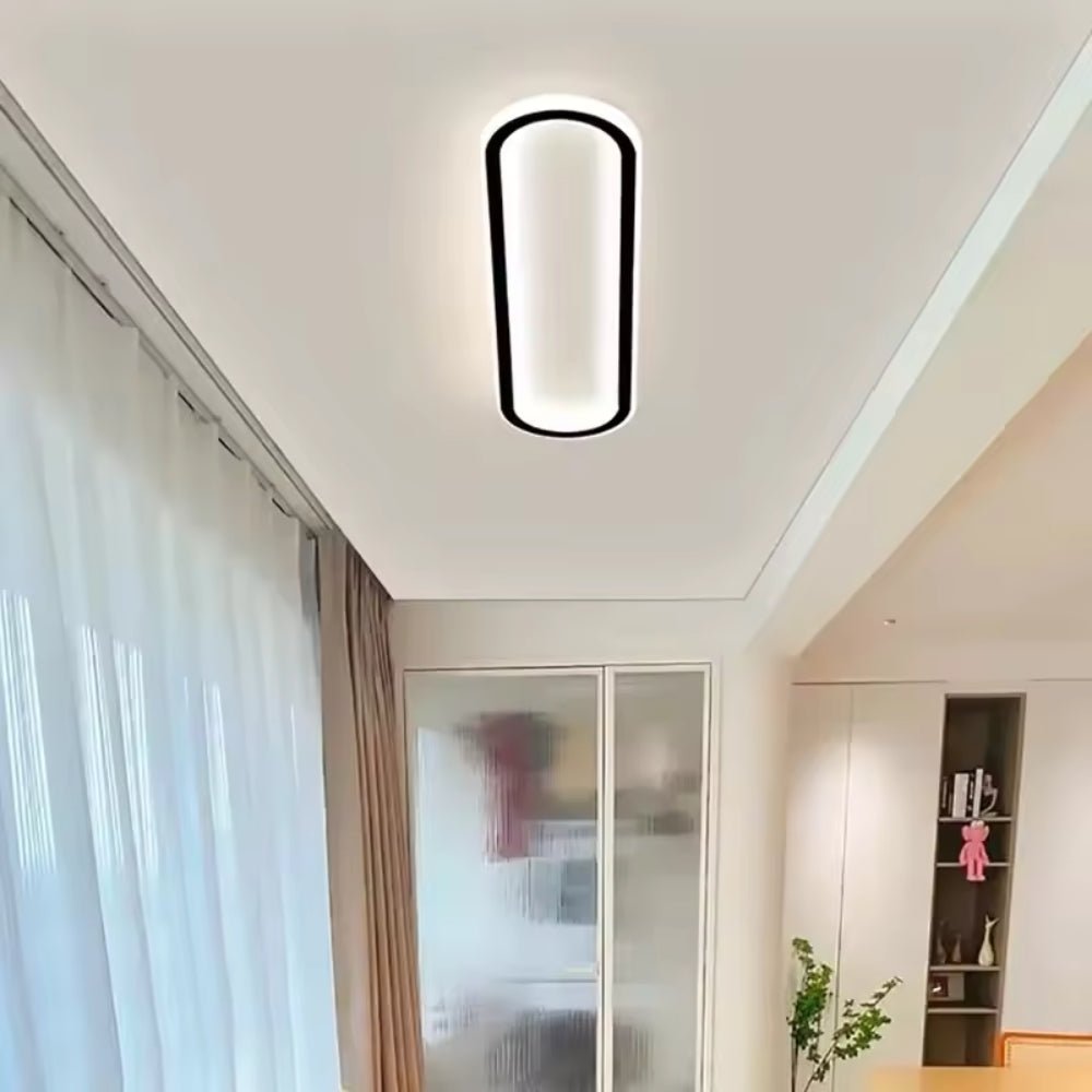 36インチリニアLEDシーリングライト - マットメタル製、丸みを帯びた両端