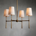 Linear Arm Chandelier — Five-Light Metal Silhouette Tapered Fabric Shades