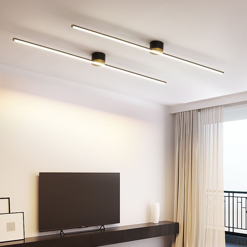 Strakke lineaire plafondlamp van 24 inch - opbouwmontage, slank metalen frame, geïntegreerde led