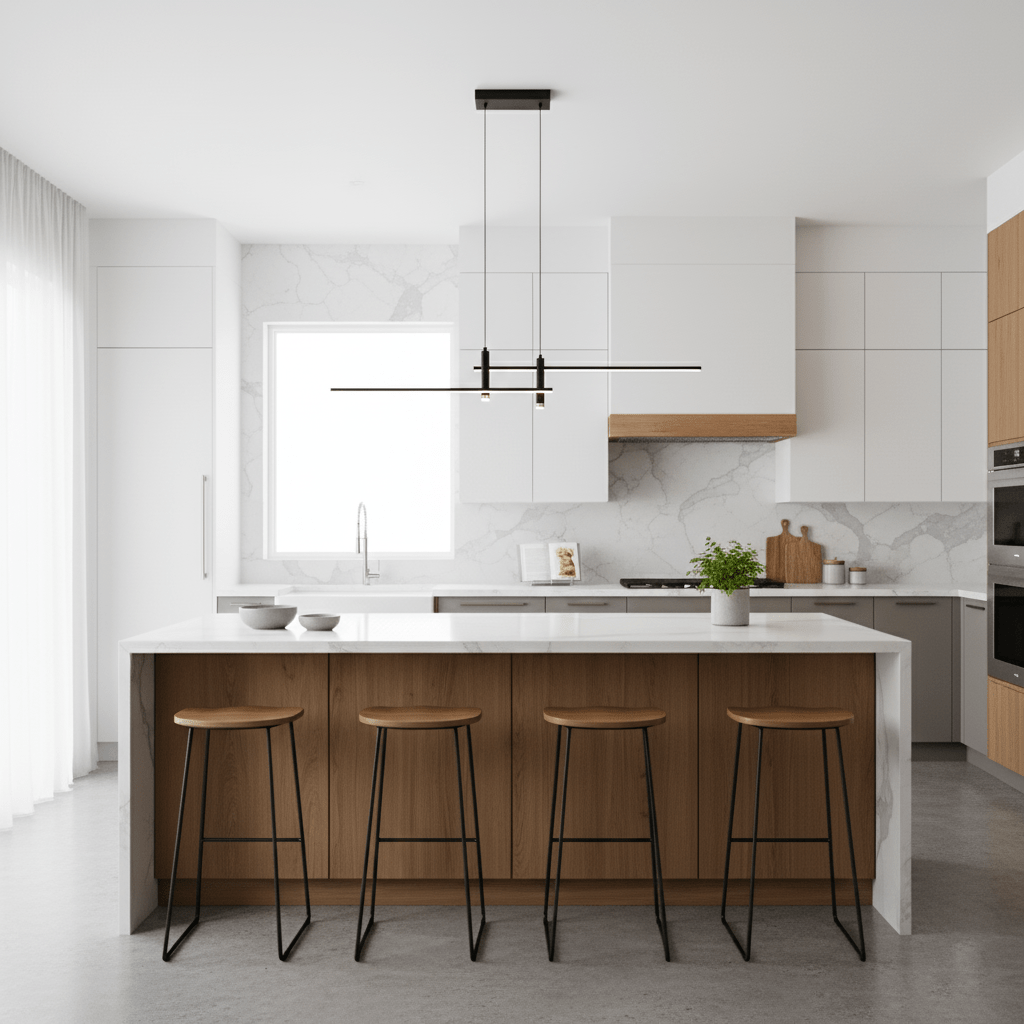 LED Island Pendant — 90/120/150cm, Dimmable, Black/Gold