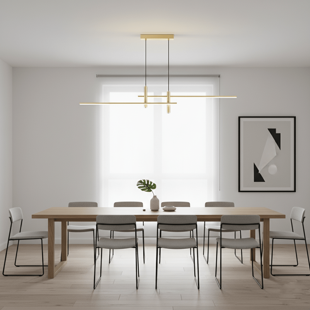 LED Island Pendant — 90/120/150cm, Dimmable, Black/Gold