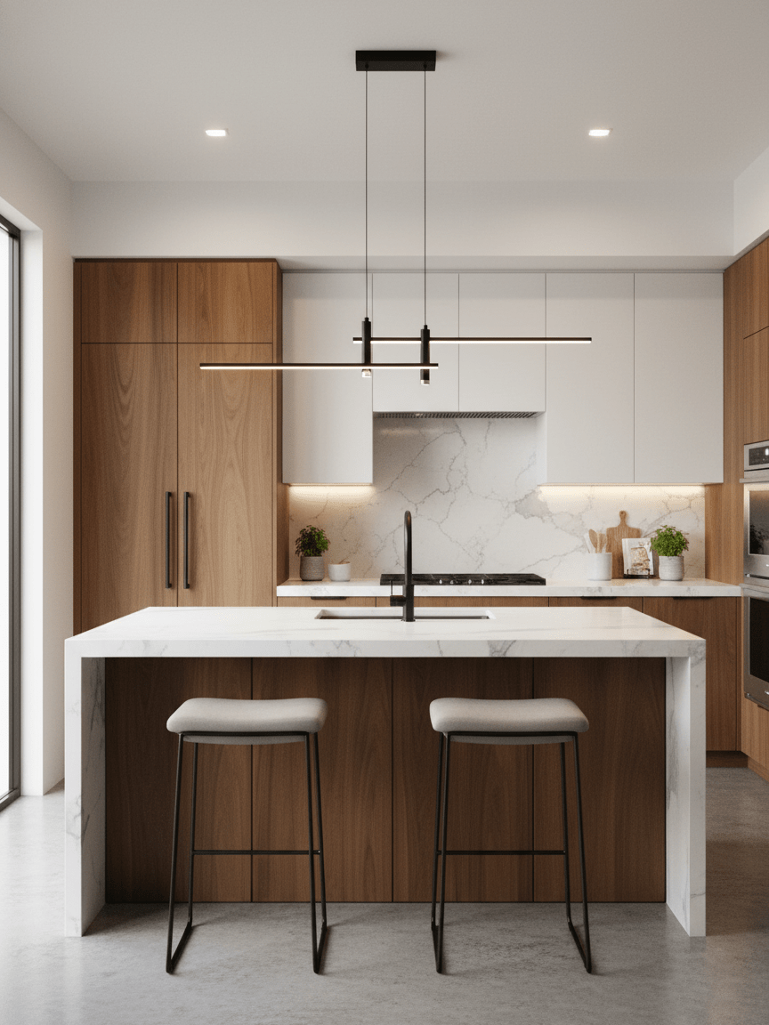 LED Island Pendant — 90/120/150cm, Dimmable, Black/Gold