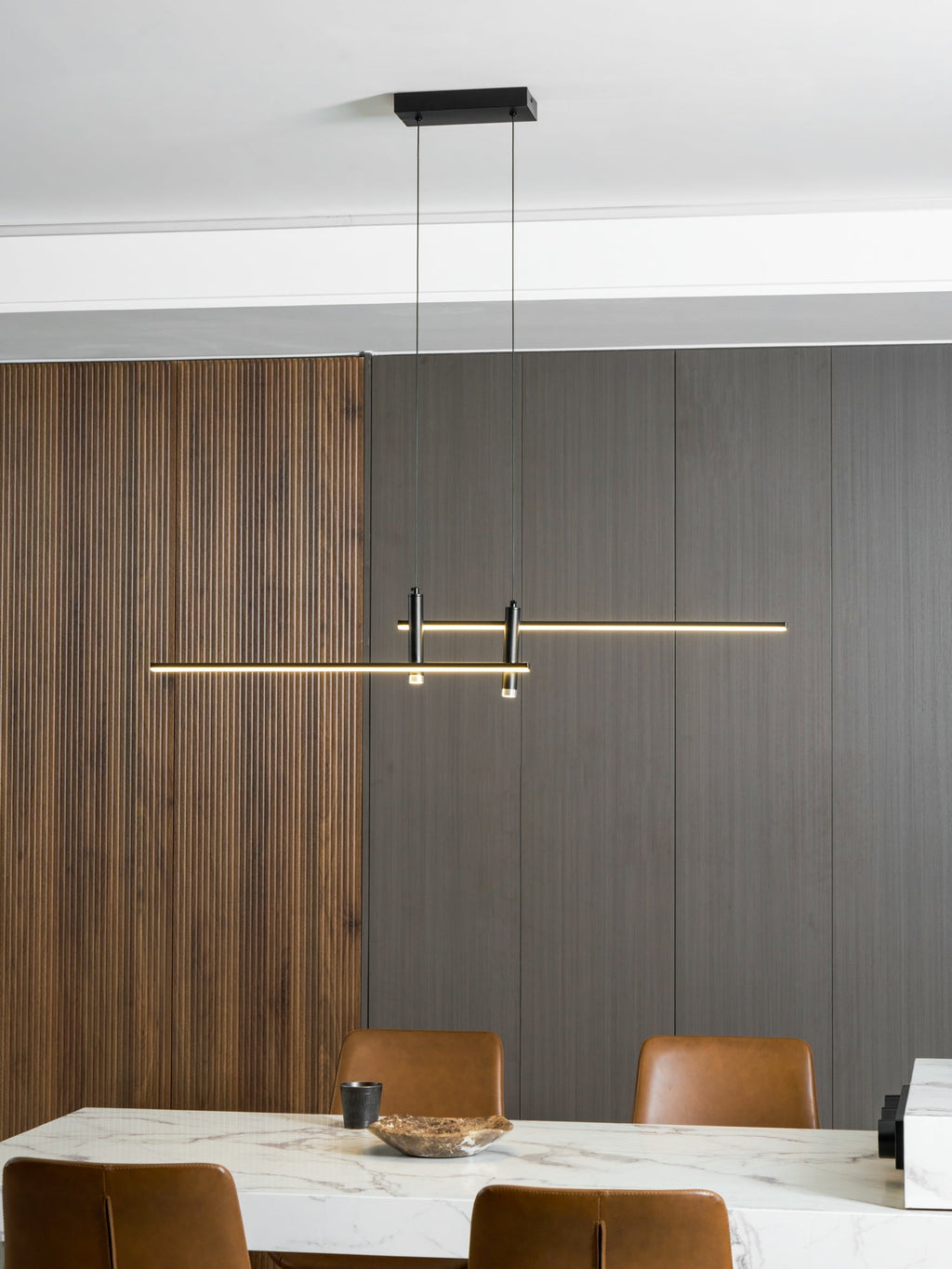 LED Island Pendant — 90/120/150cm, Dimmable, Black/Gold