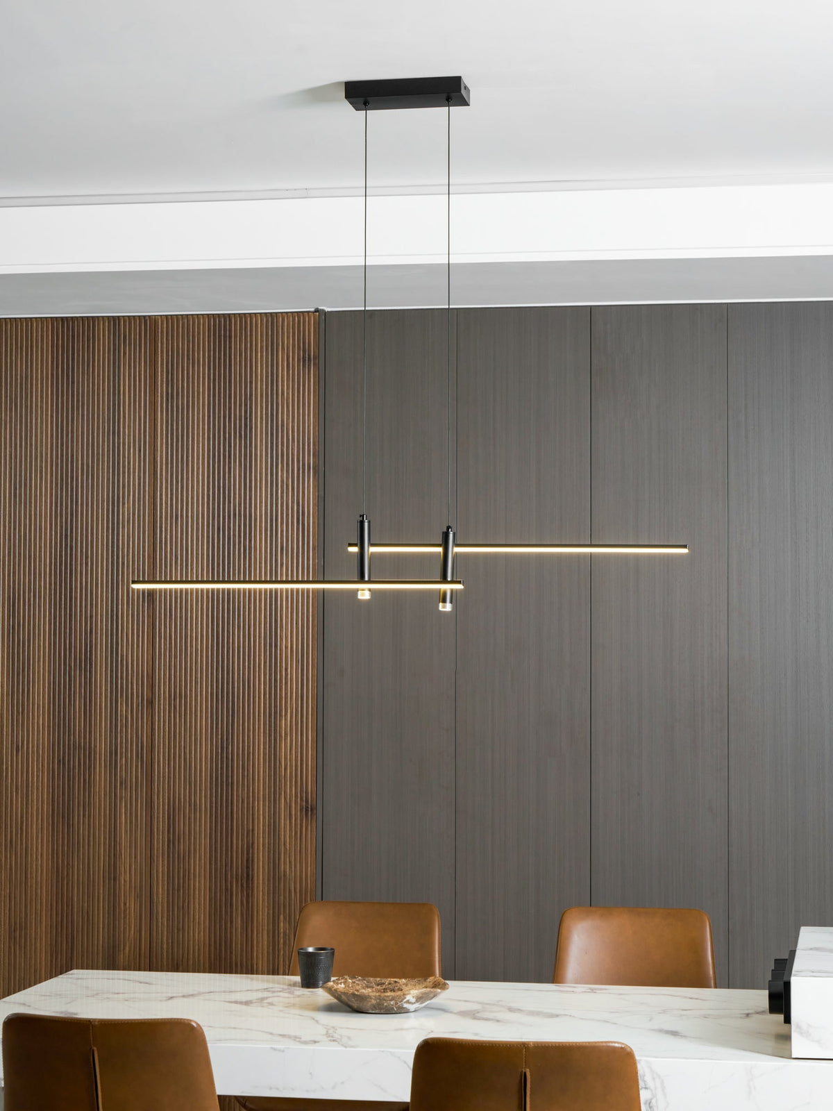 LED Island Pendant — 90/120/150cm, Dimmable, Black/Gold