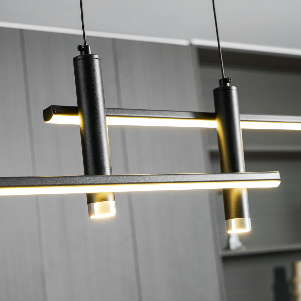LED Island Pendant — 90/120/150cm, Dimmable, Black/Gold