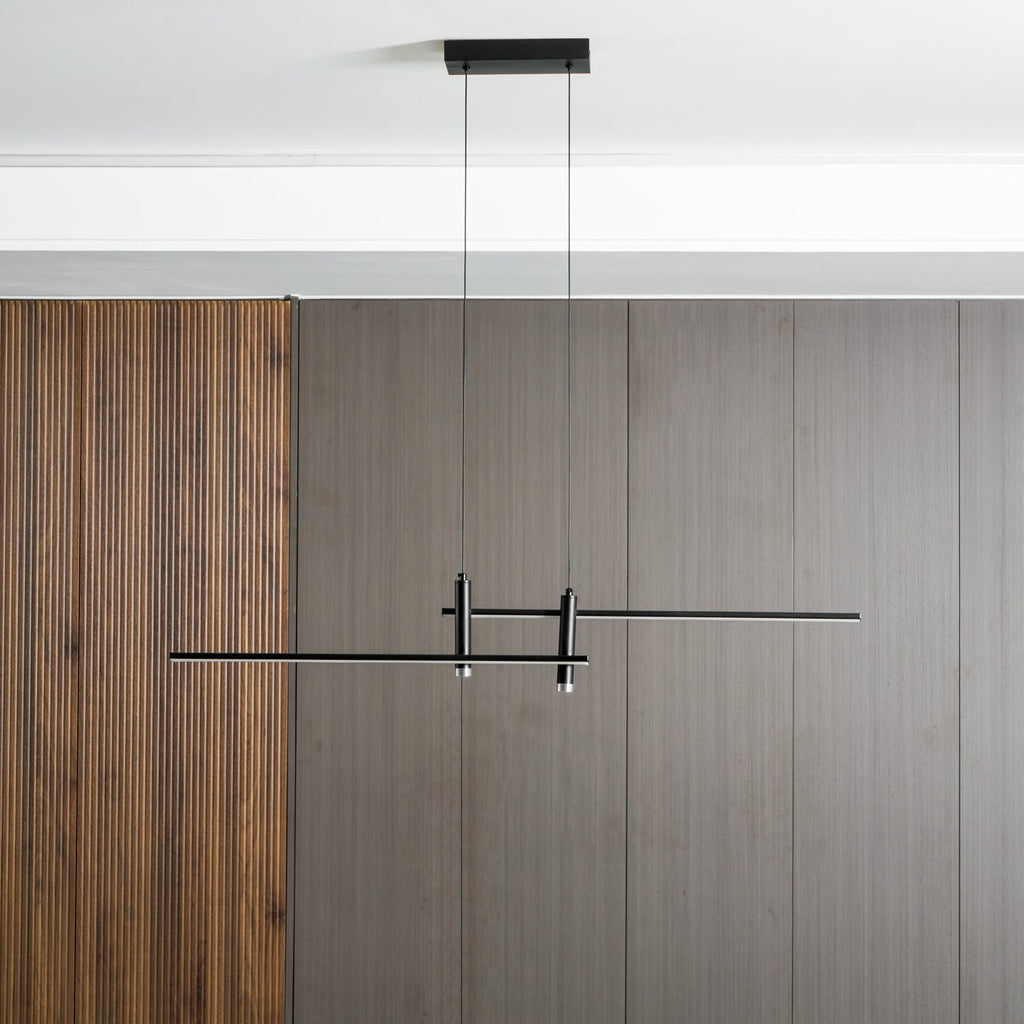 LED Island Pendant — 90/120/150cm, Dimmable, Black/Gold