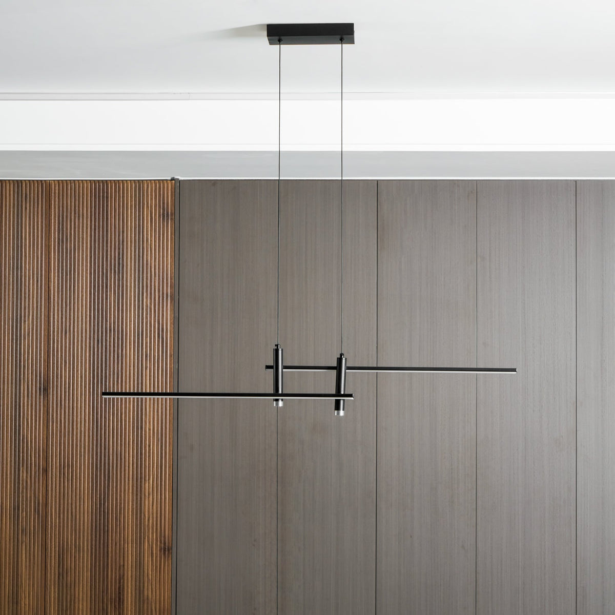 LED Island Pendant — 90/120/150cm, Dimmable, Black/Gold