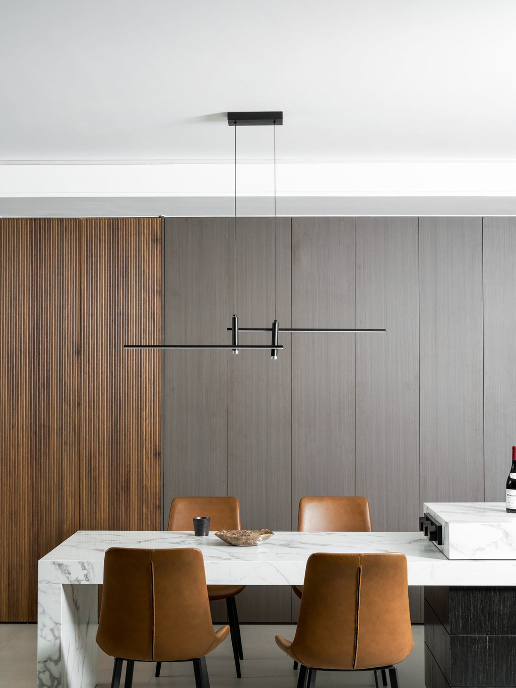 LED Island Pendant — 90/120/150cm, Dimmable, Black/Gold