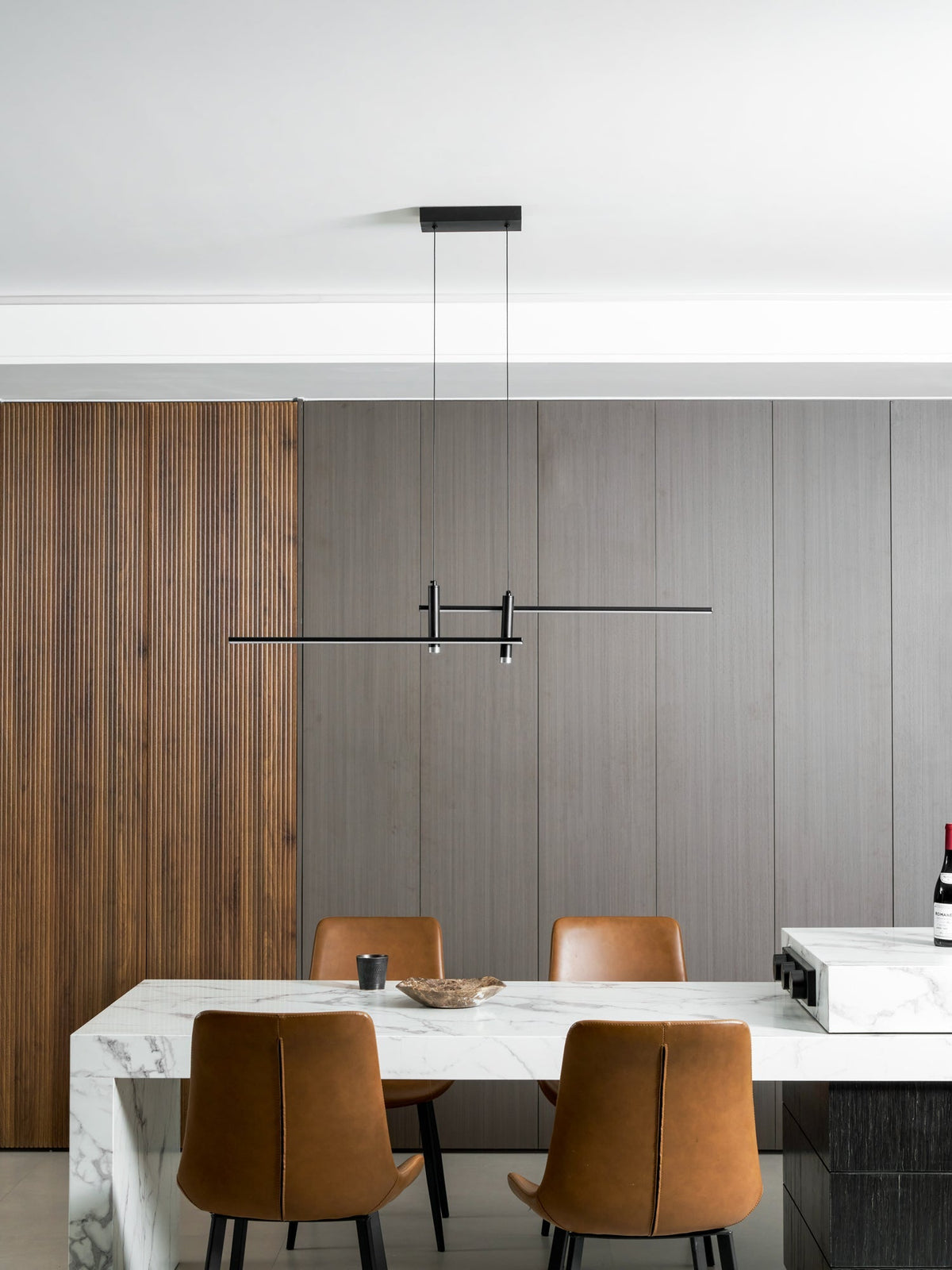 LED Island Pendant — 90/120/150cm, Dimmable, Black/Gold