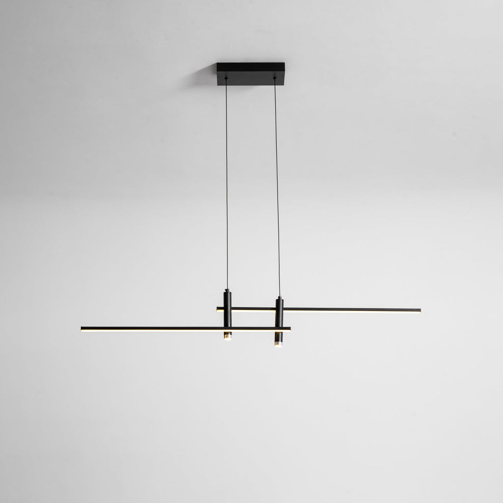 LED Island Pendant — 90/120/150cm, Dimmable, Black/Gold