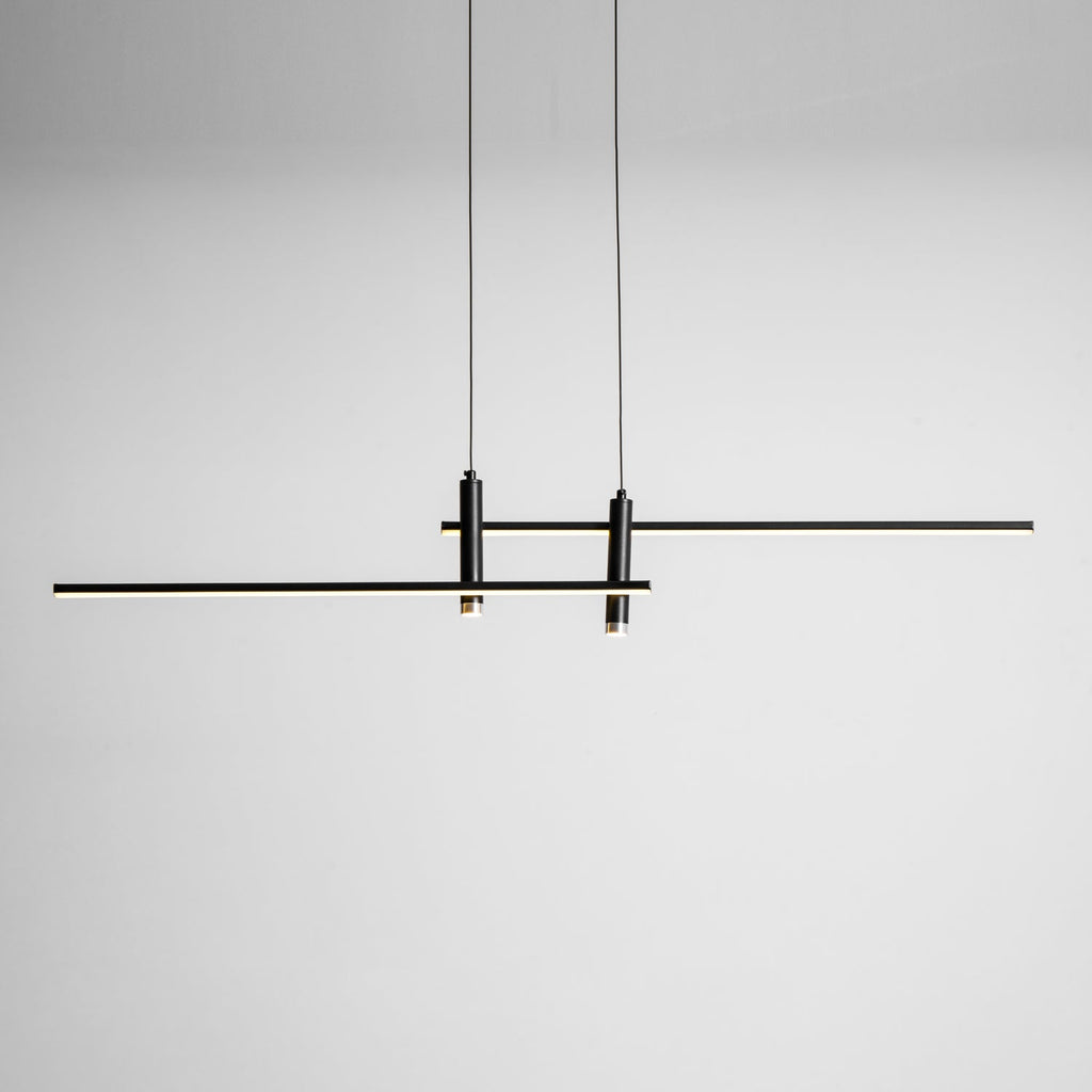 LED Island Pendant — 90/120/150cm, Dimmable, Black/Gold