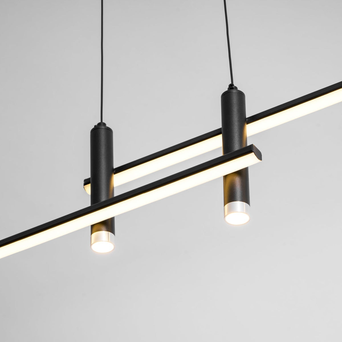 LED Island Pendant — 90/120/150cm, Dimmable, Black/Gold