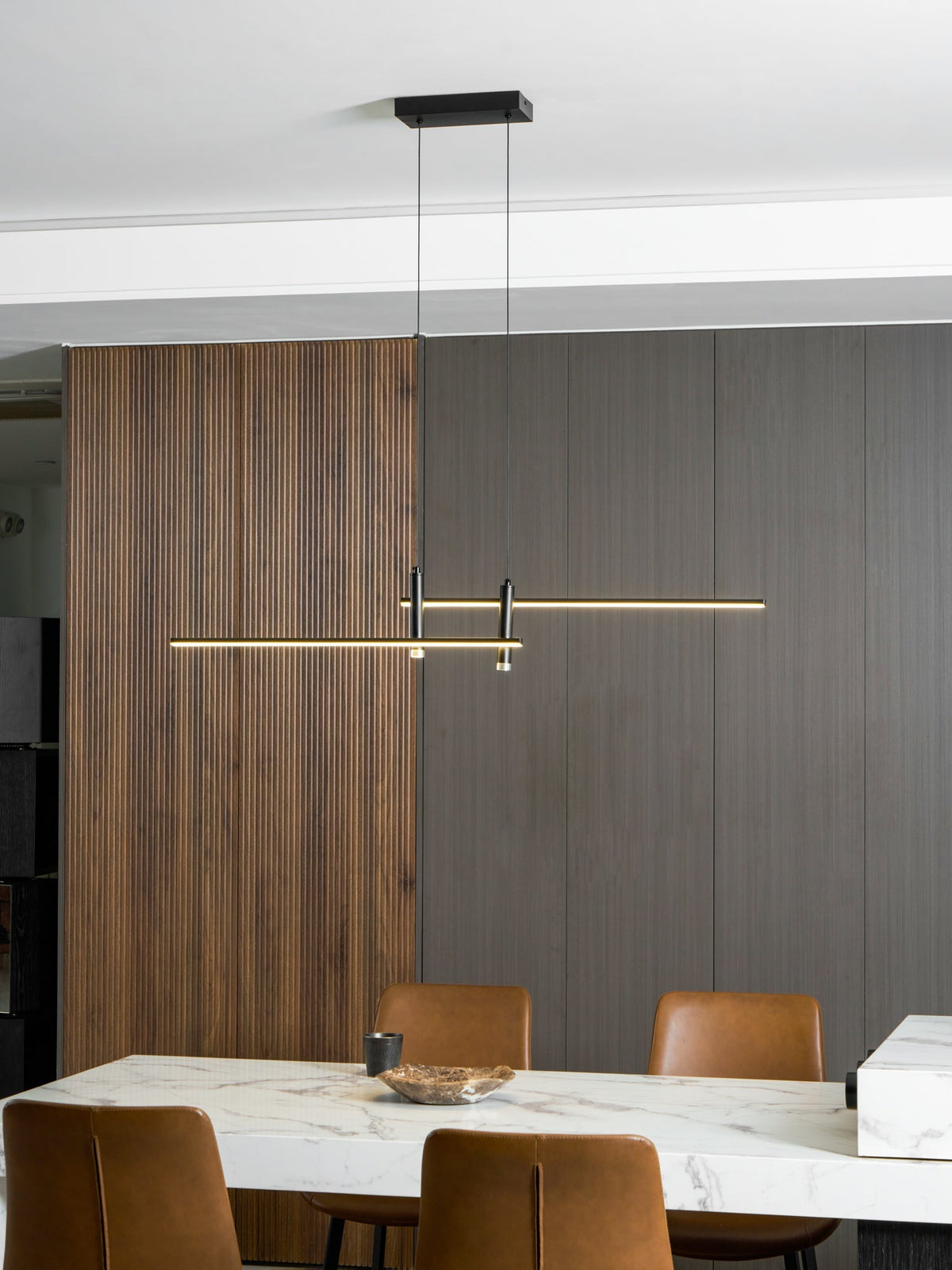 LED Island Pendant — 90/120/150cm, Dimmable, Black/Gold
