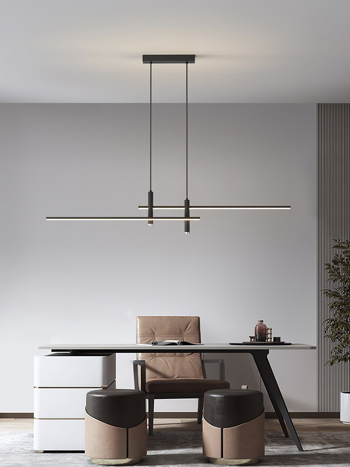 LED Island Pendant — 90/120/150cm, Dimmable, Black/Gold