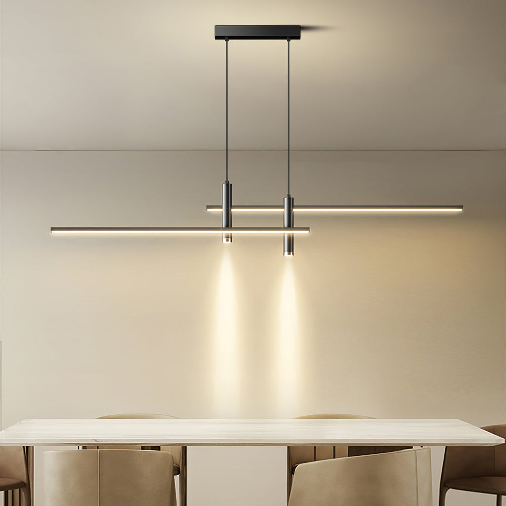LED Island Pendant — 90/120/150cm, Dimmable, Black/Gold