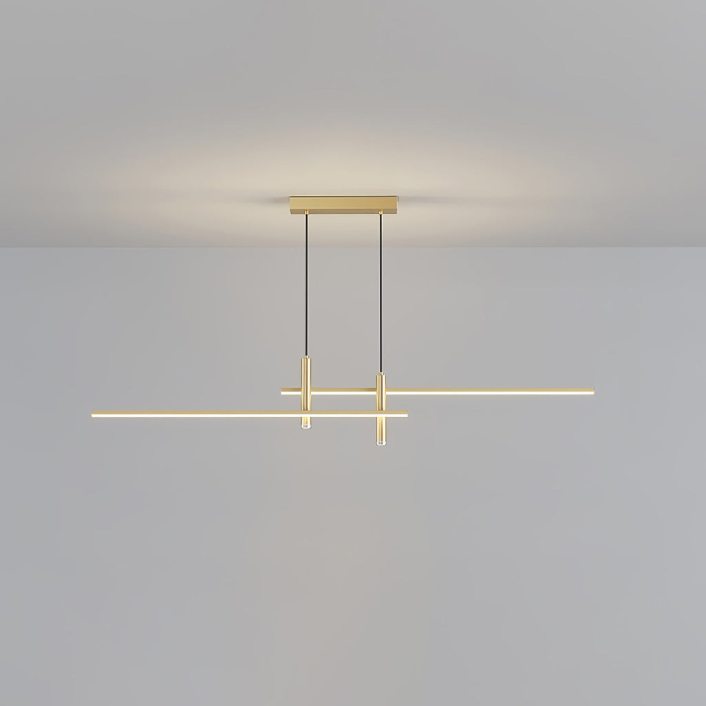 LED Island Pendant — 90/120/150cm, Dimmable, Black/Gold