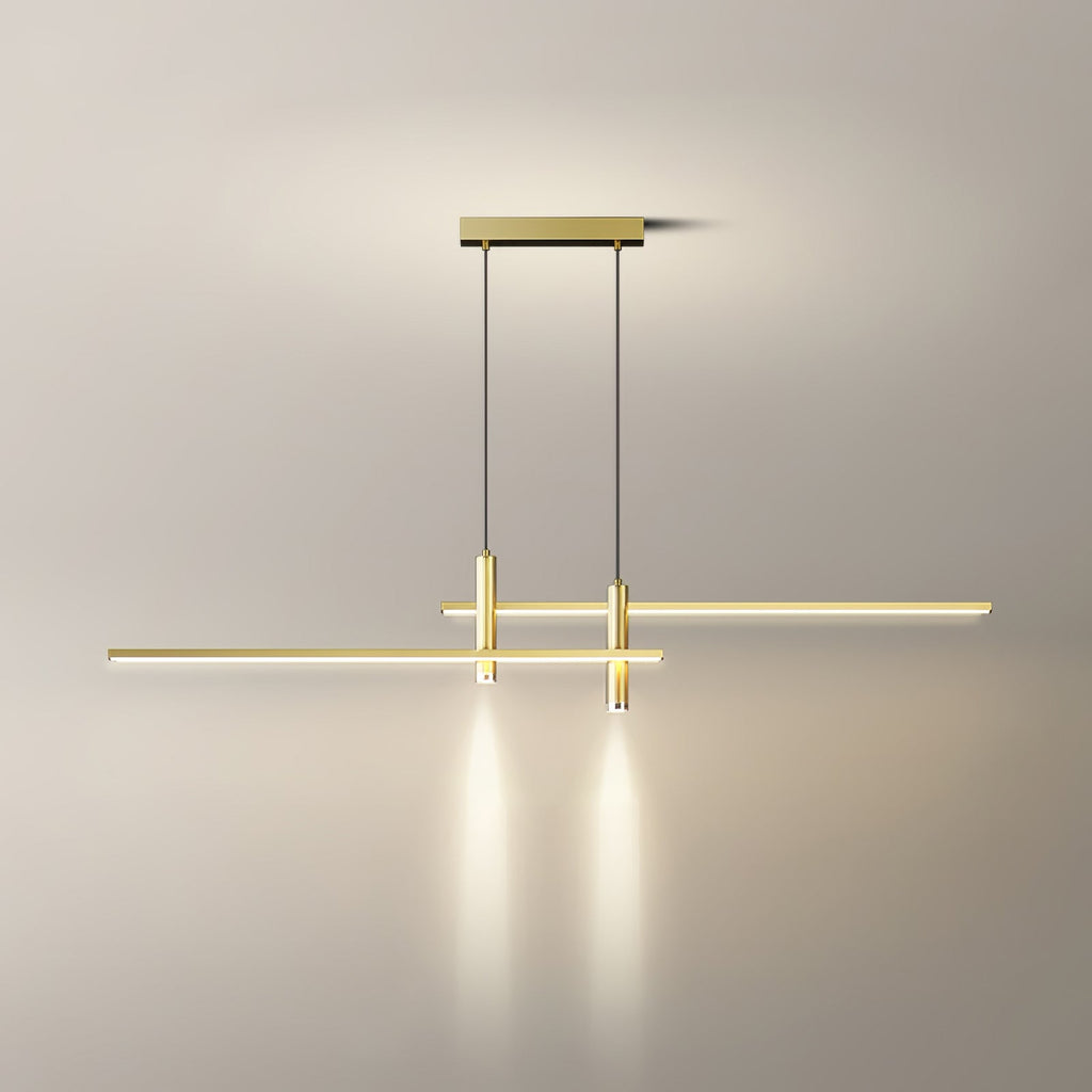LED Island Pendant — 90/120/150cm, Dimmable, Black/Gold