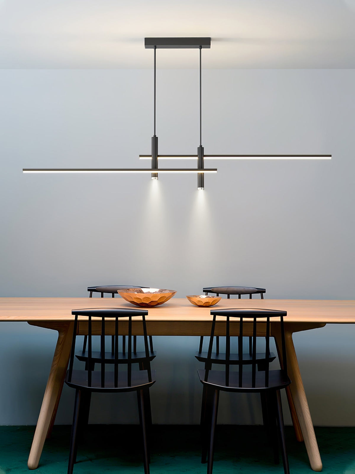 LED Island Pendant — 90/120/150cm, Dimmable, Black/Gold