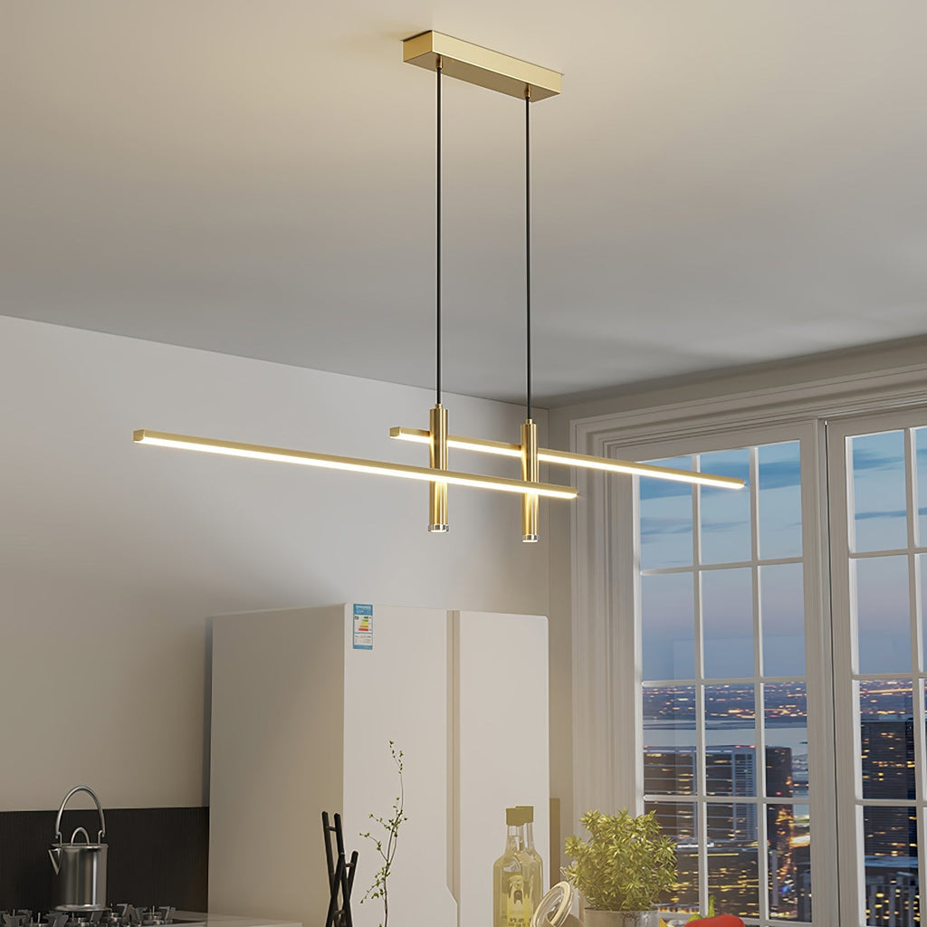 LED Island Pendant — 90/120/150cm, Dimmable, Black/Gold
