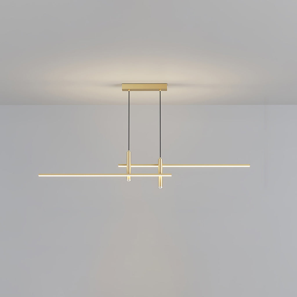 LED Island Pendant — 90/120/150cm, Dimmable, Black/Gold