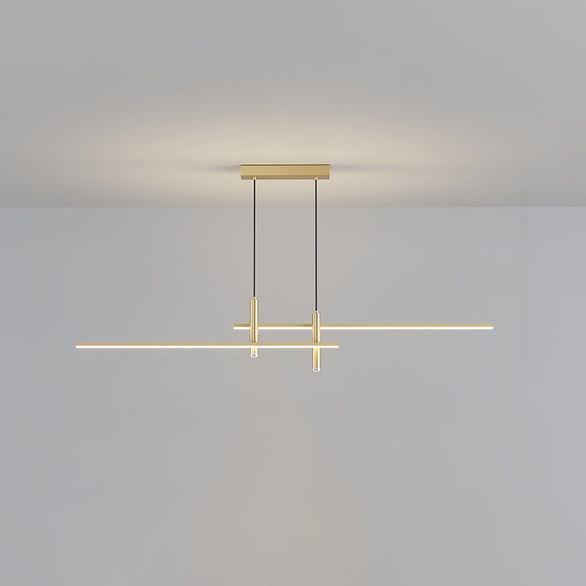 LED Island Pendant — 90/120/150cm, Dimmable, Black/Gold