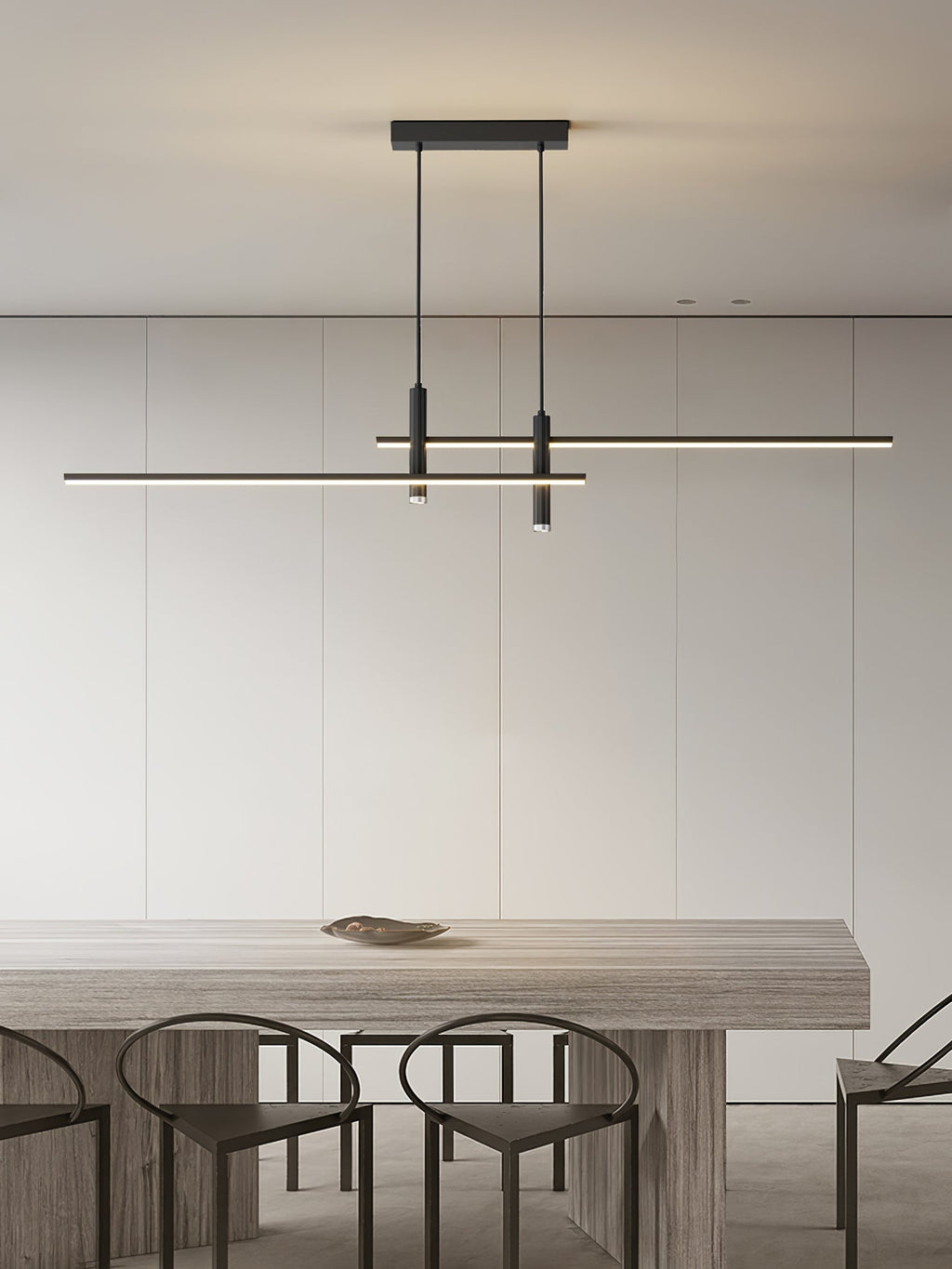 LED Island Pendant — 90/120/150cm, Dimmable, Black/Gold