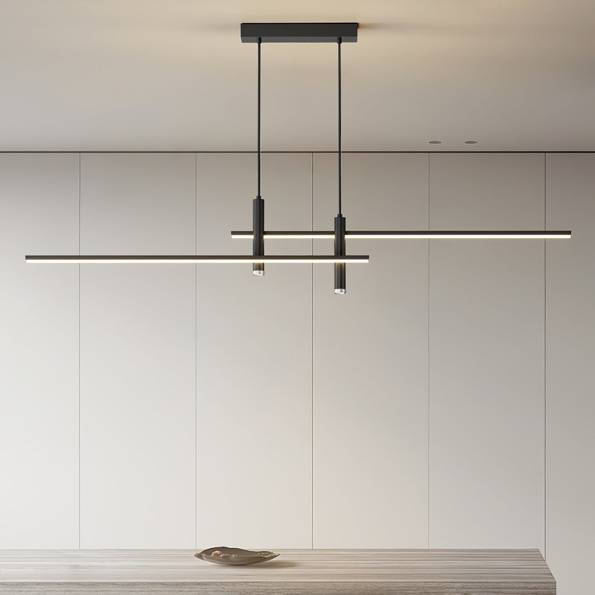LED Island Pendant — 90/120/150cm, Dimmable, Black/Gold