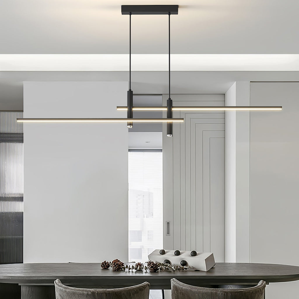 LED Island Pendant — 90/120/150cm, Dimmable, Black/Gold