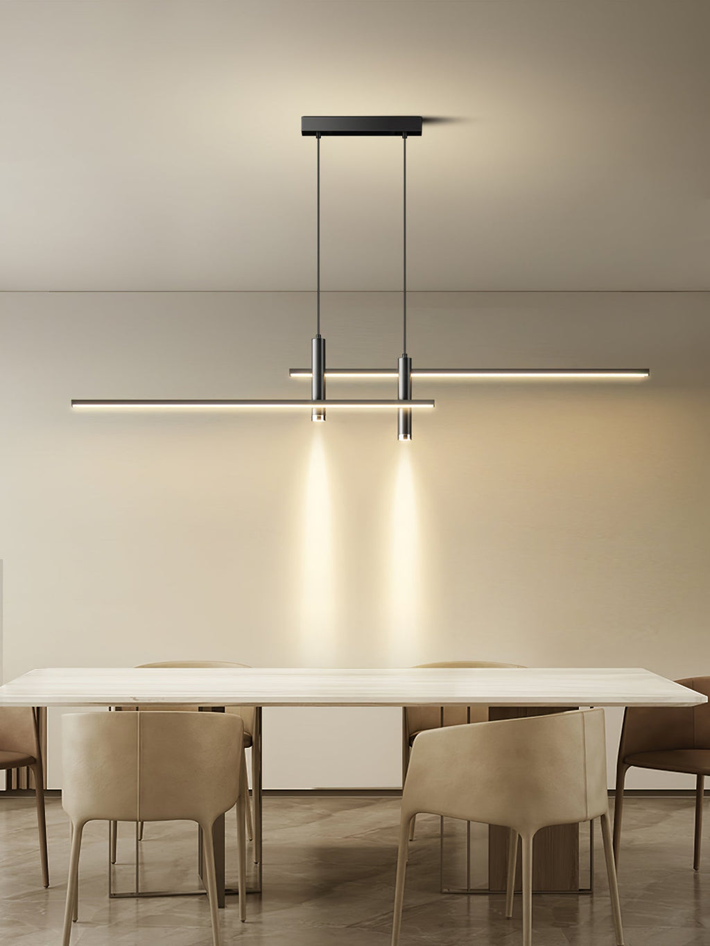 LED Island Pendant — 90/120/150cm, Dimmable, Black/Gold