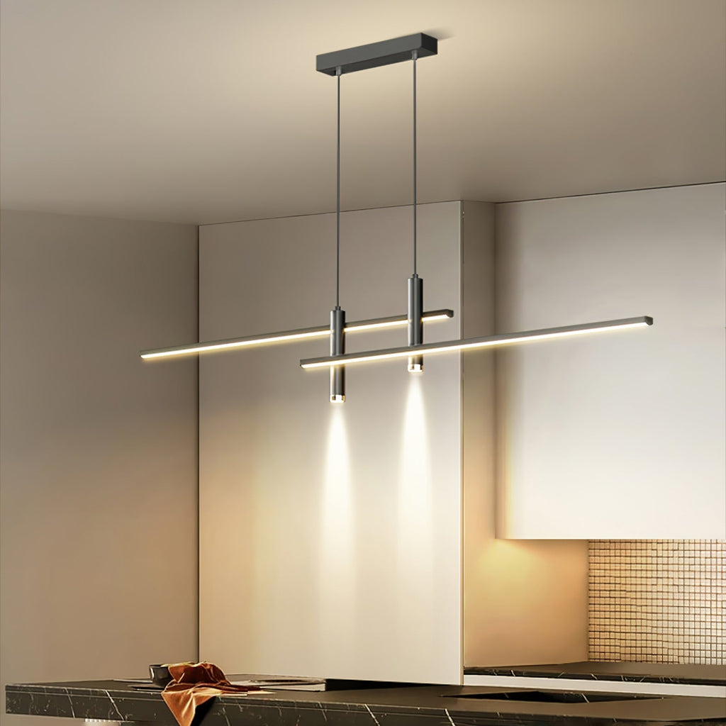 LED Island Pendant — 90/120/150cm, Dimmable, Black/Gold
