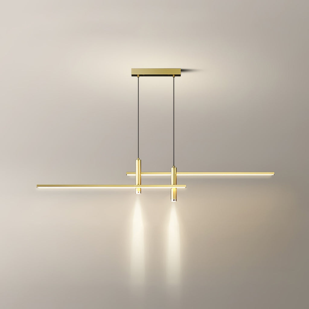 LED Island Pendant — 90/120/150cm, Dimmable, Black/Gold
