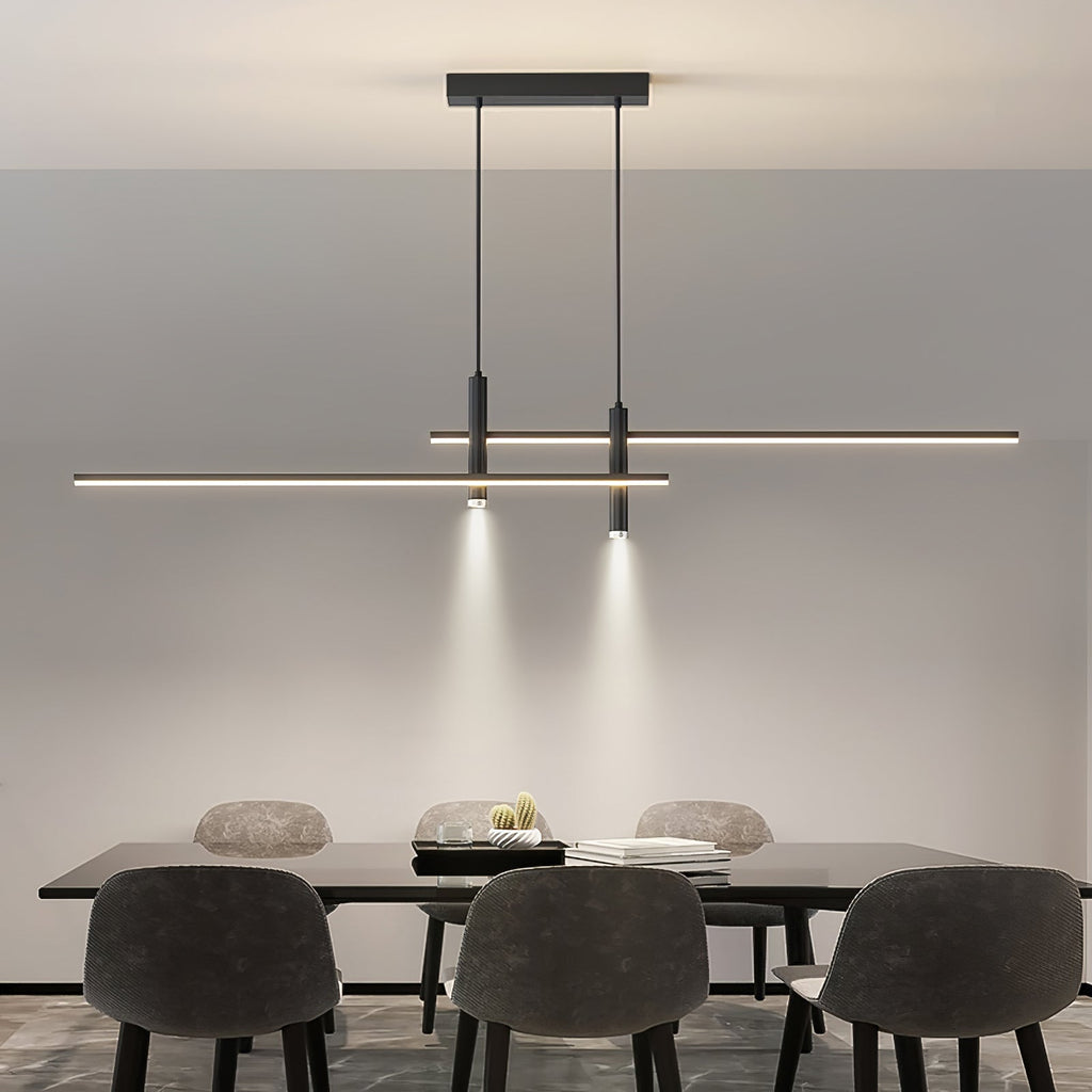 LED Island Pendant — 90/120/150cm, Dimmable, Black/Gold