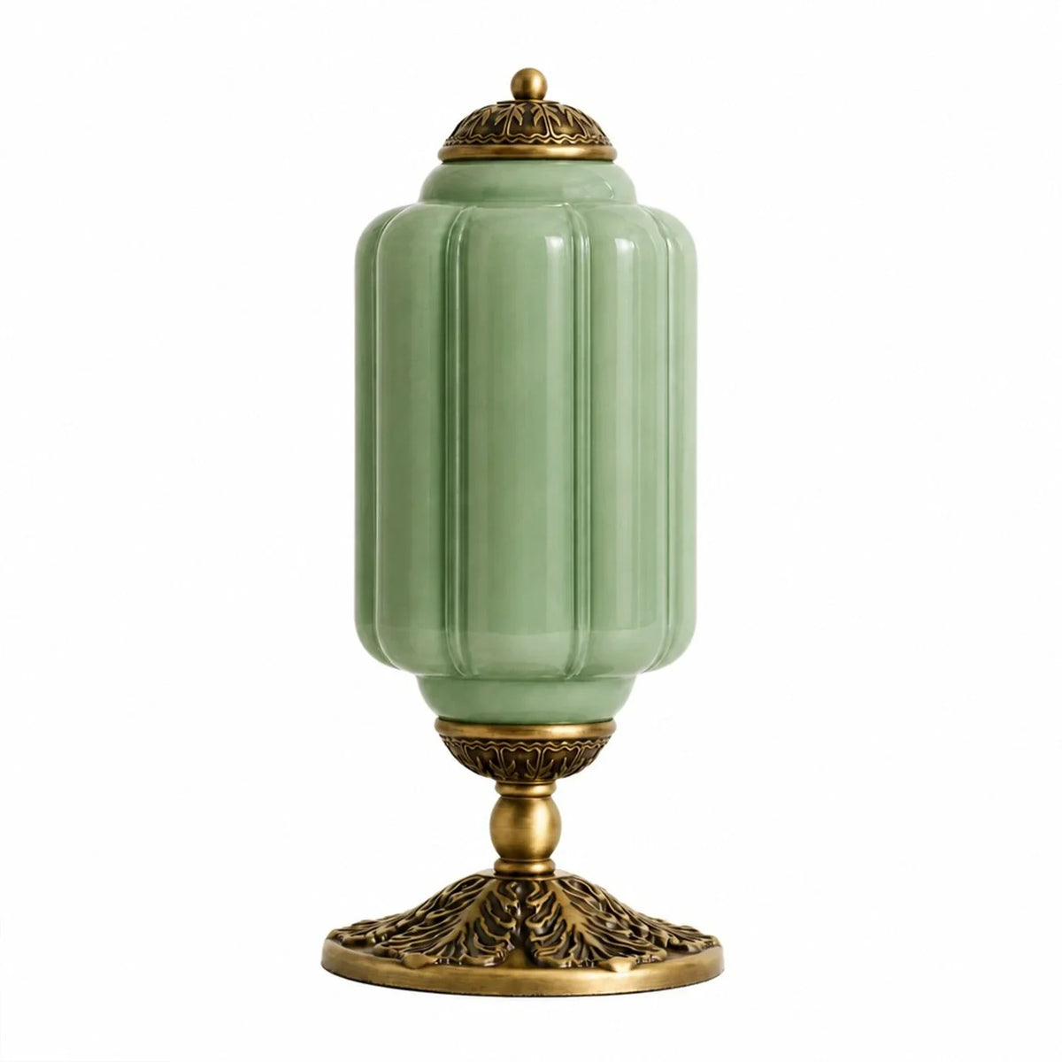 Retro Lamp — Cream-Colored Textured Glass, Brass/Black Frame