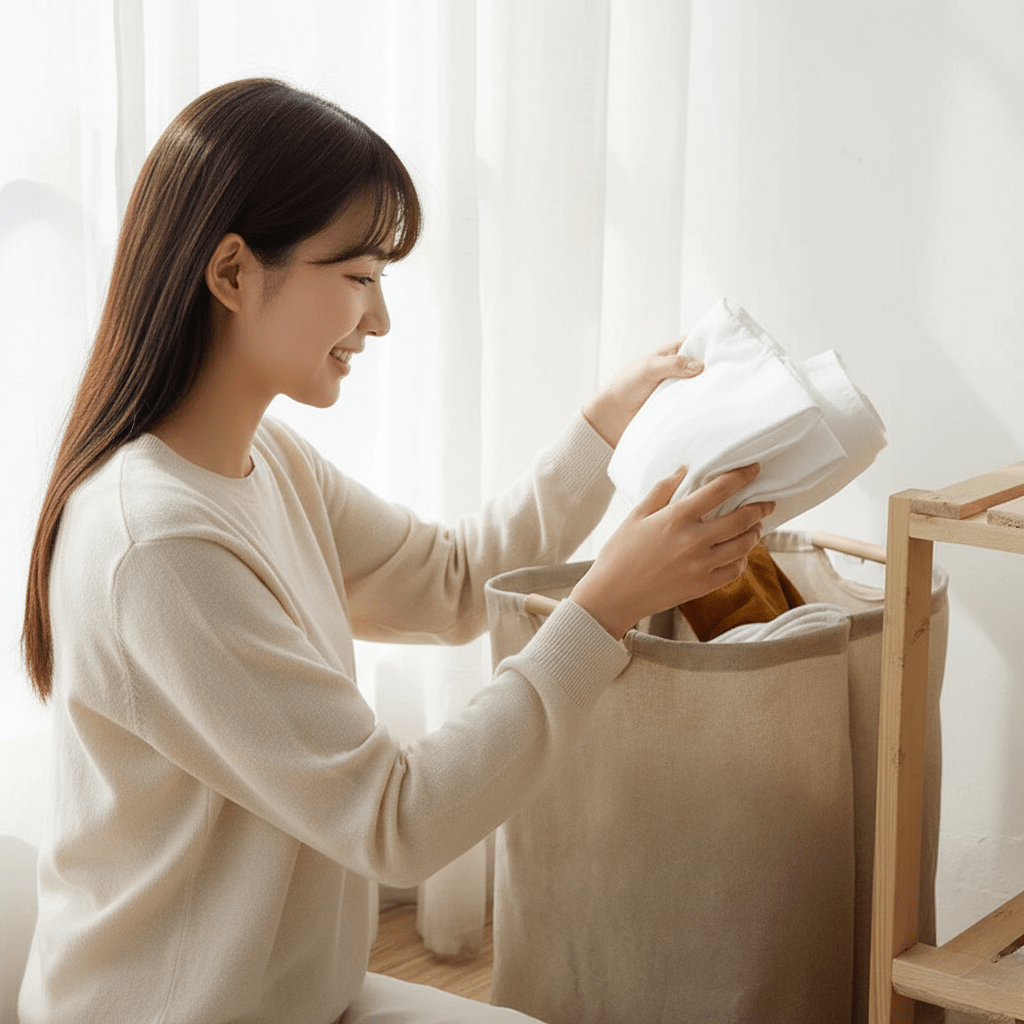 AeroNest Cotton Linen Laundry Basket — Minimalist Lines, Clean Design