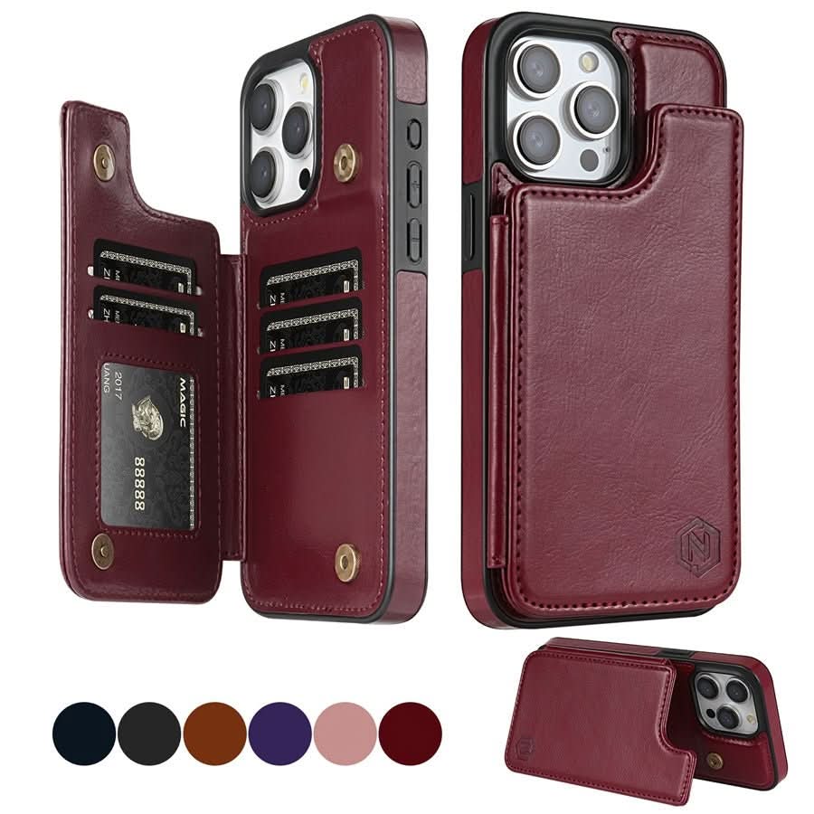 Custodia AuraWallet in pelle raffinata per telefono — Design protettivo sottile, slot integrato per carte