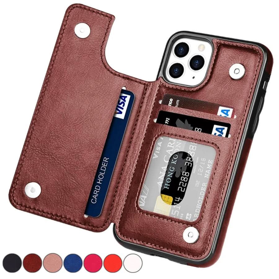 Custodia AuraWallet in pelle raffinata per telefono — Design protettivo sottile, slot integrato per carte
