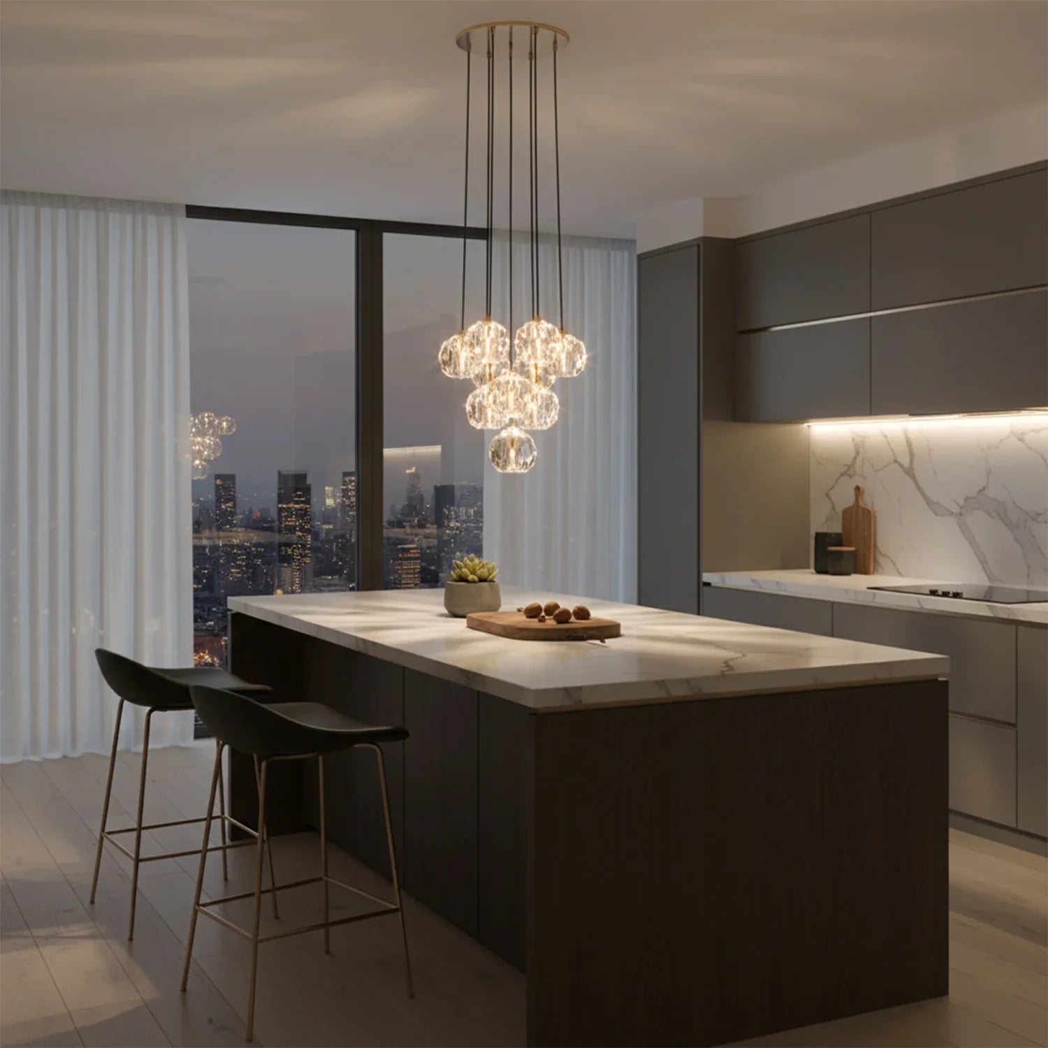 Luxury Faceted Crystal Cluster Chandelier | wildoxy