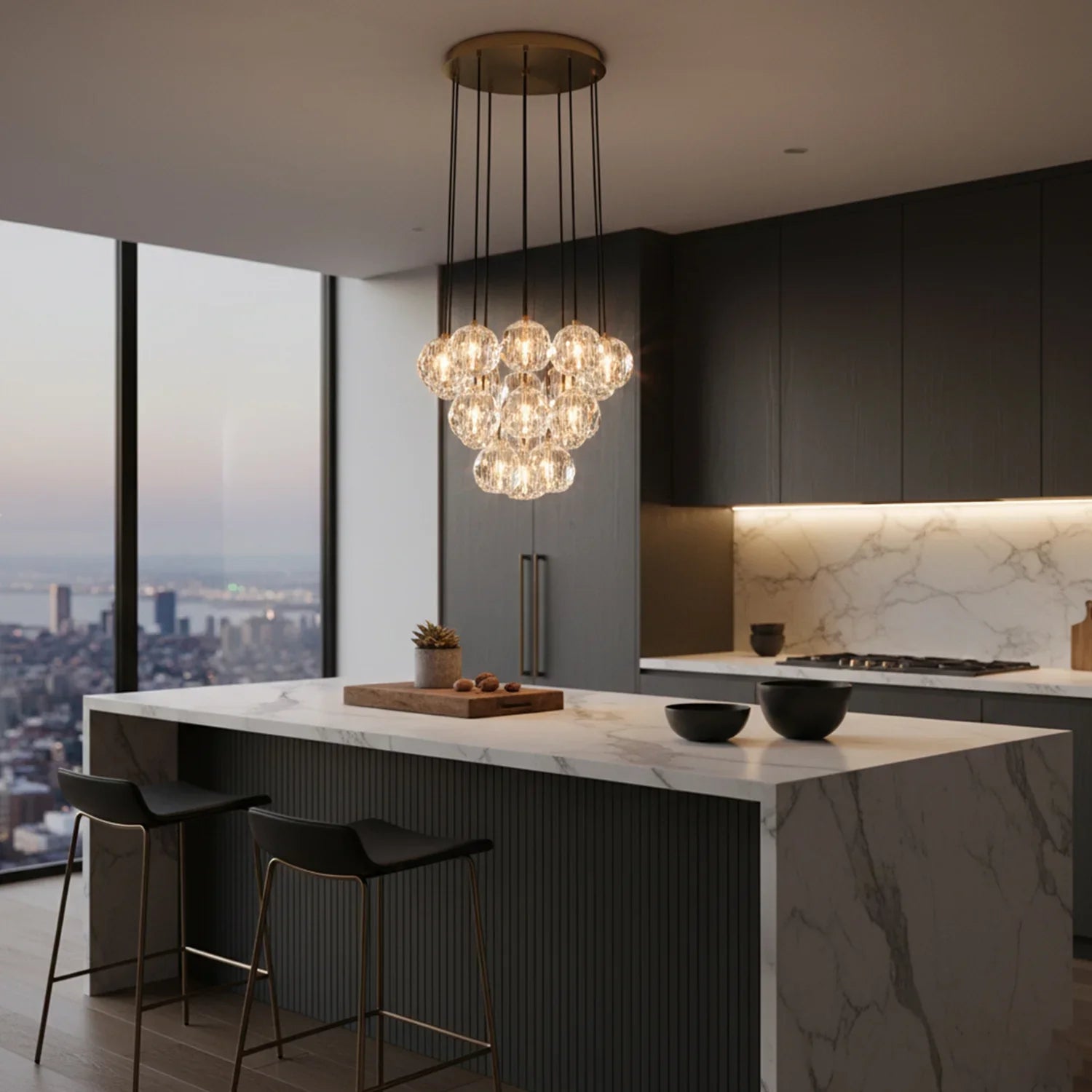 Luxury Faceted Crystal Cluster Chandelier | wildoxy