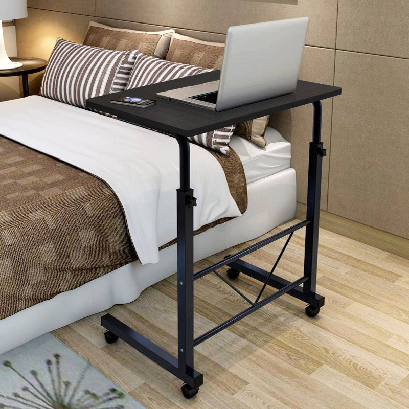Mesa ajustable para portátil - escritorio de acero negro y madera con ruedas