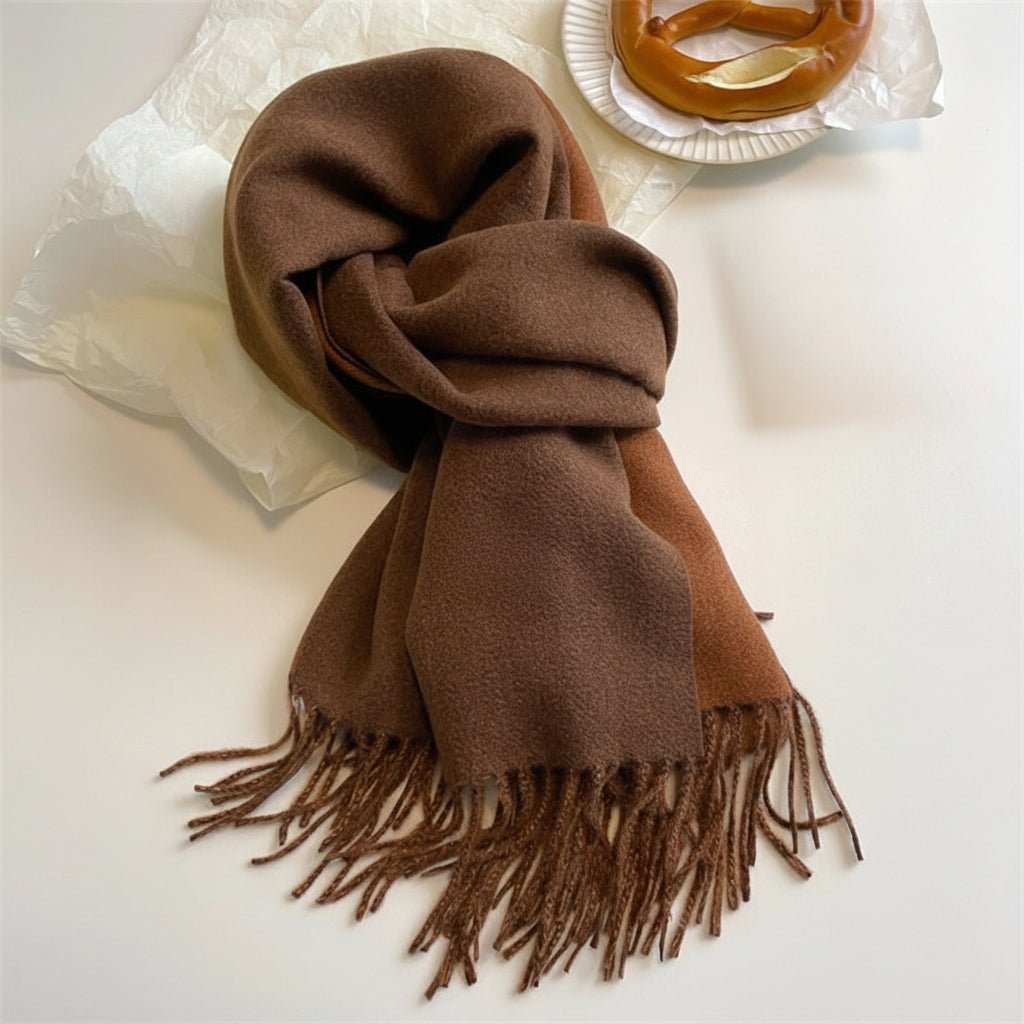 Aurora Two Tone Pashmina Scarf — Flowing Tassels, Soft Drape