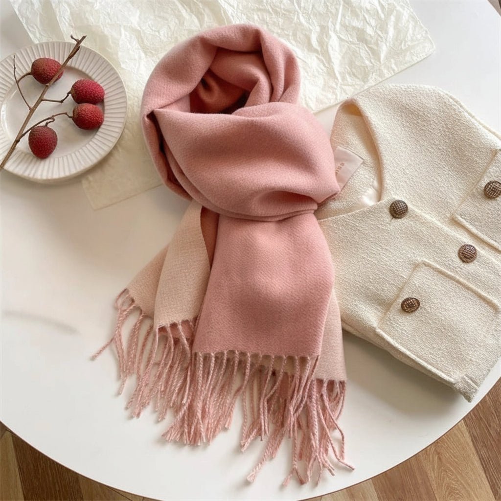 Aurora Two Tone Pashmina Scarf — Flowing Tassels, Soft Drape