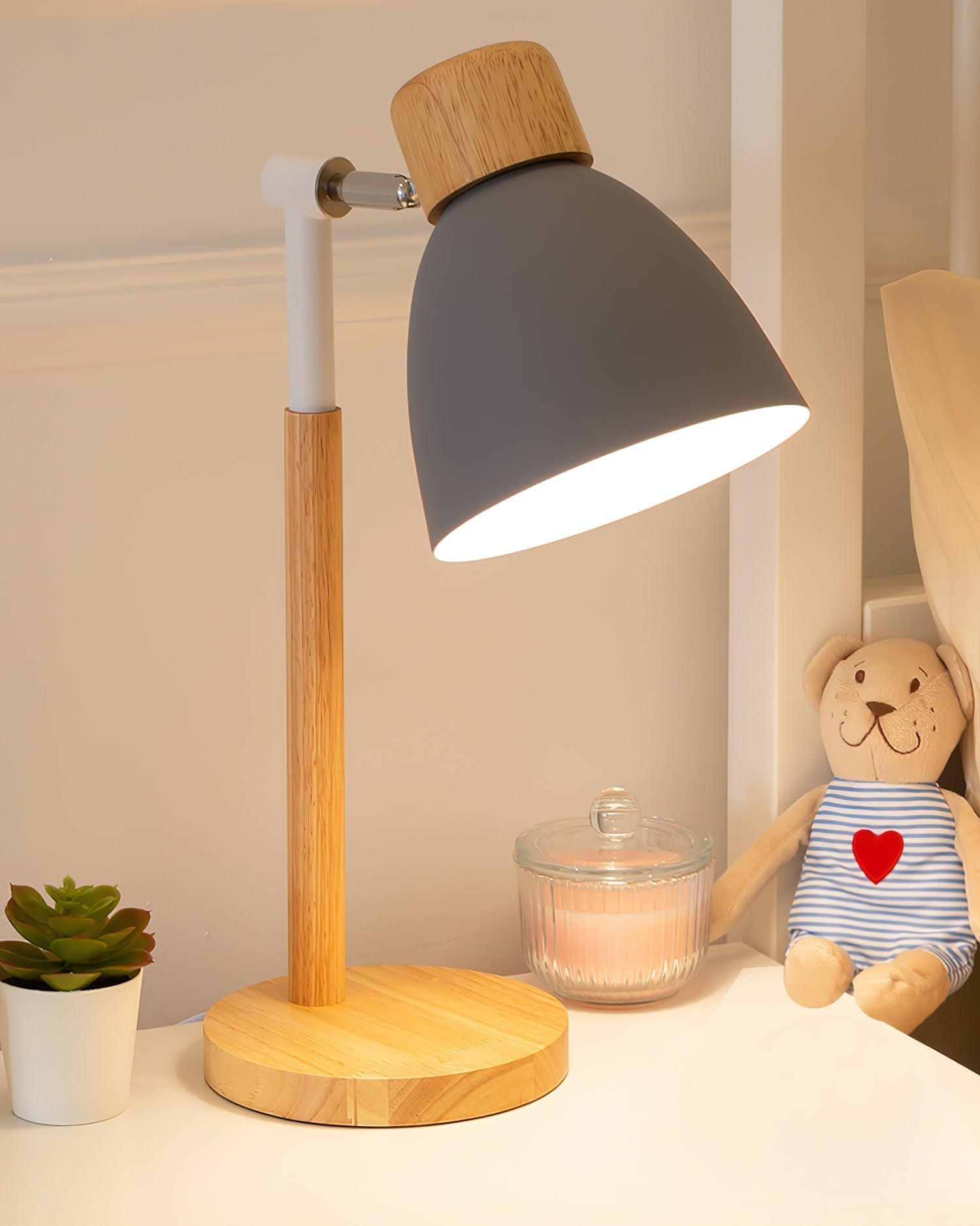 Kirrea Macaron Yellow Wooden Table Lamp — Nordic Base Design