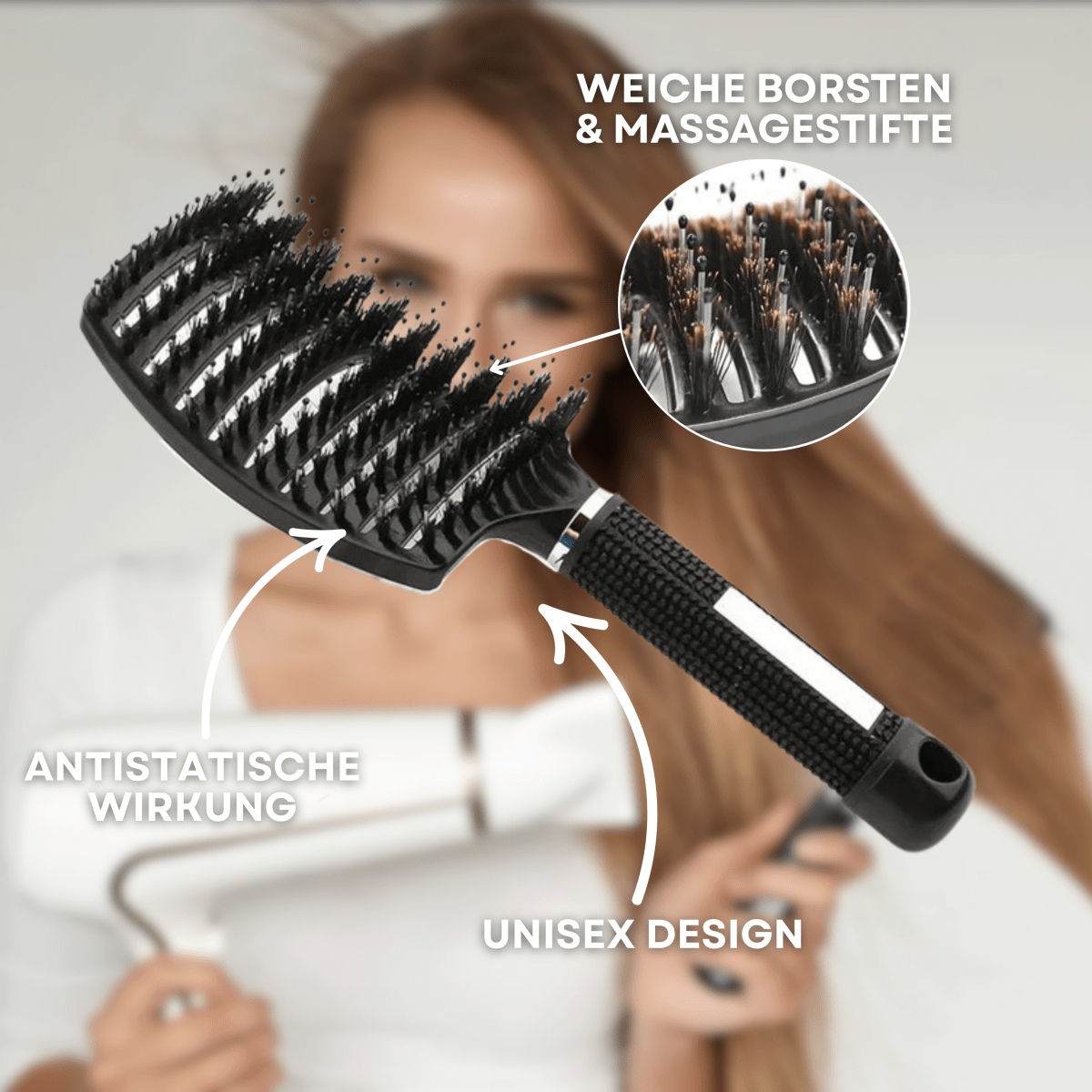 Enchanted Glide Detangler Hairbrush — Reduced Pull Design for Painless Detangling and Silky Shine