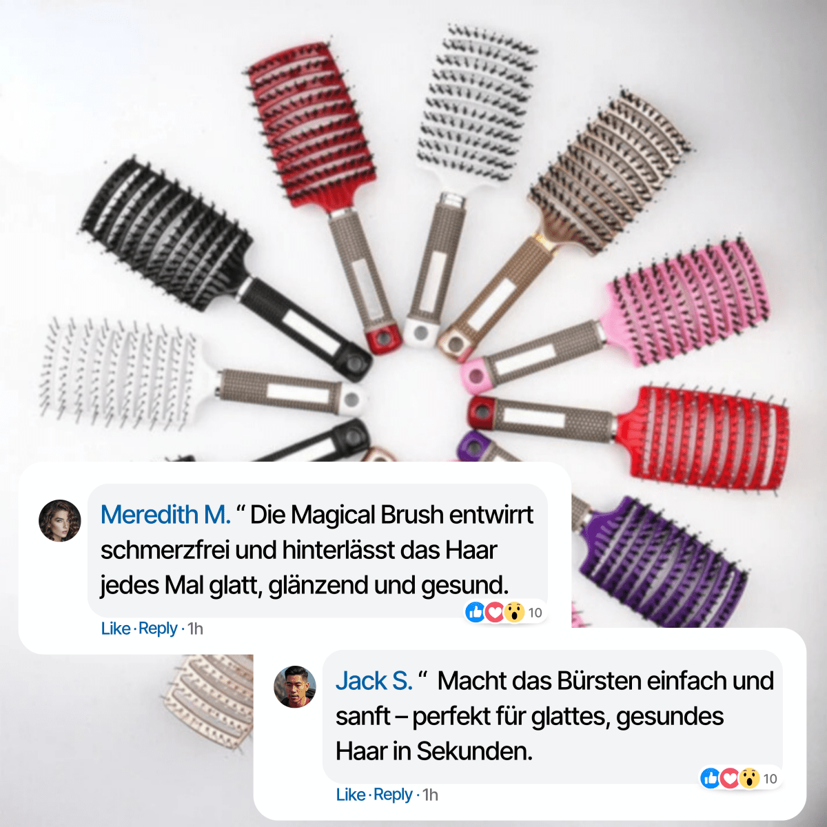 Enchanted Glide Detangler Hairbrush — Reduced Pull Design for Painless Detangling and Silky Shine